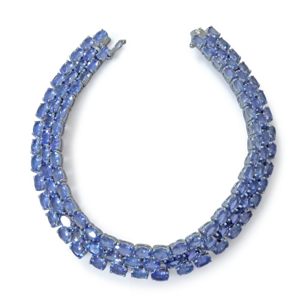 20 CARAT Genuine Tanzanite Sterling Silver Bracelet 7"